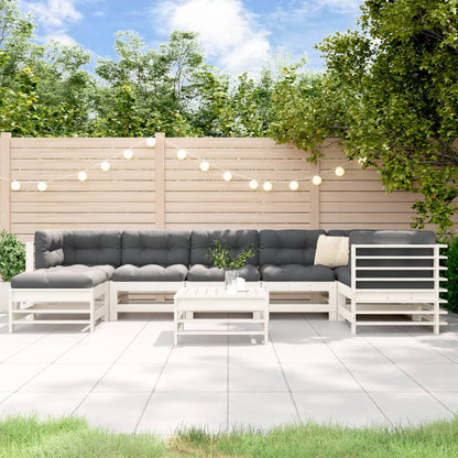 8-Tlg. Garten-Lounge-Set Mit Kissen Massivholz
