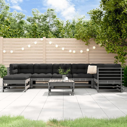 8-Tlg. Garten-Lounge-Set Mit Kissen Massivholz