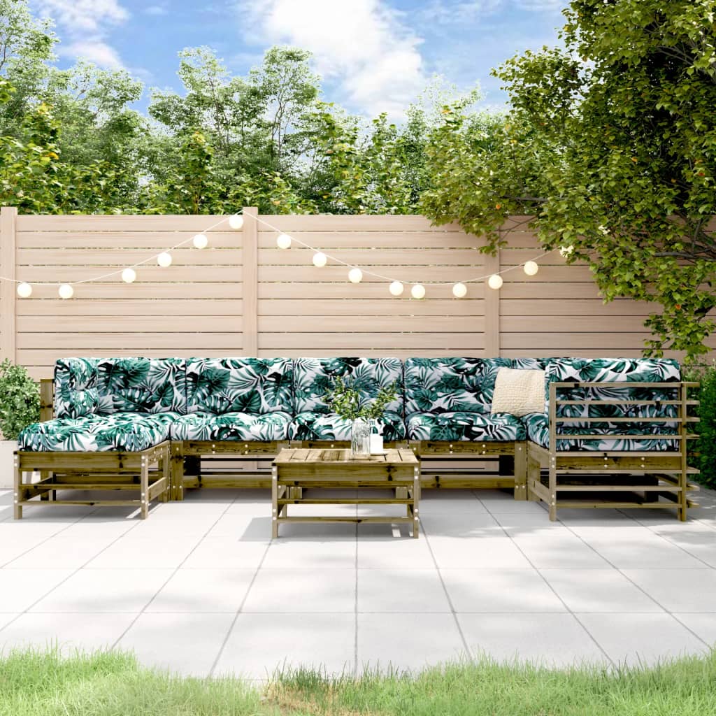 8-Tlg. Garten-Lounge-Set Mit Kissen Massivholz
