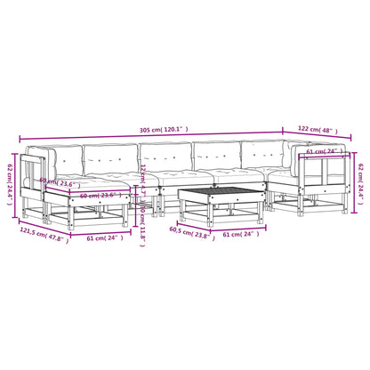 8-Tlg. Garten-Lounge-Set Mit Kissen Massivholz