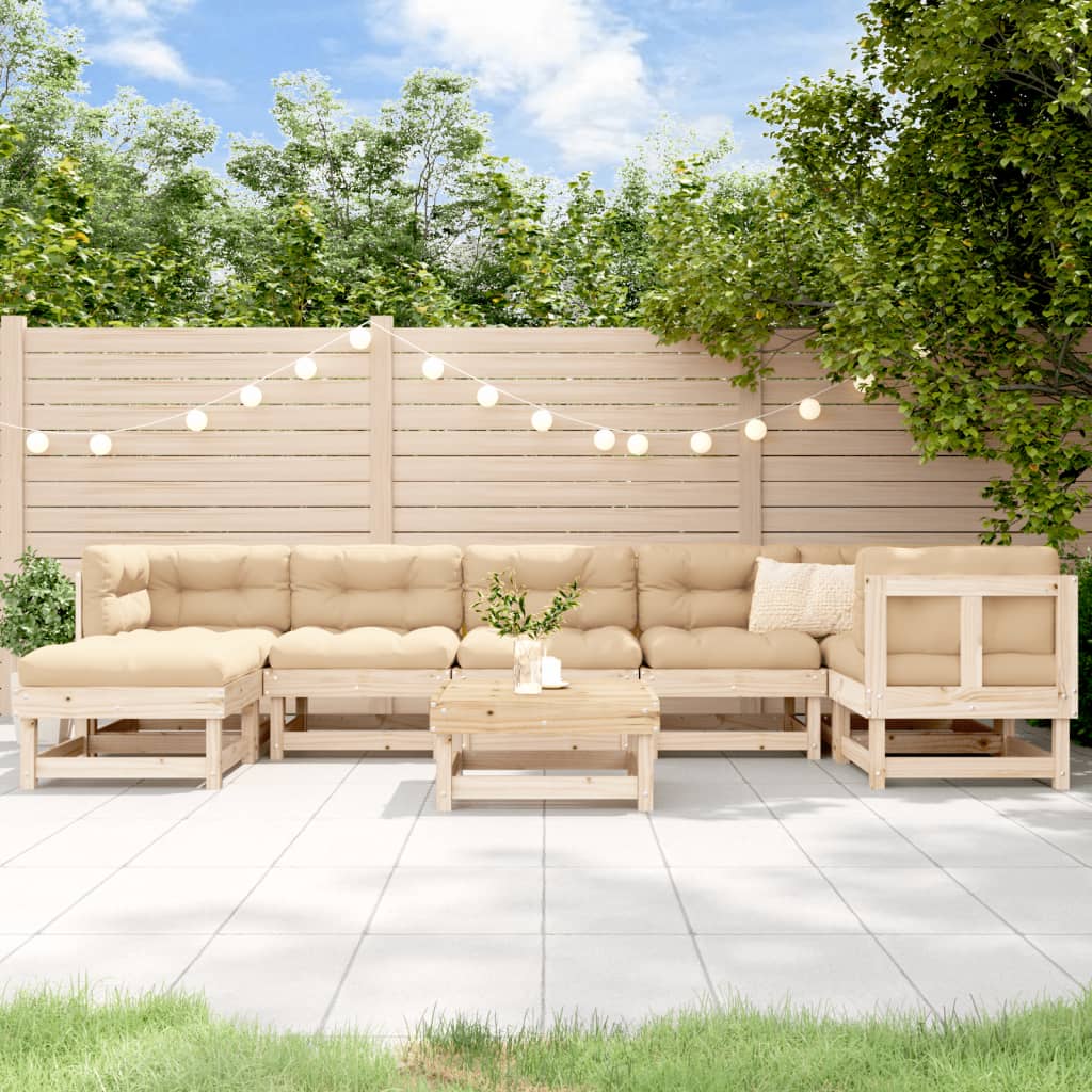 8-Tlg. Garten-Lounge-Set Mit Kissen Massivholz