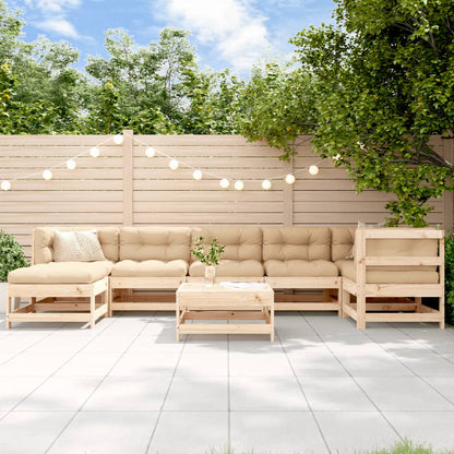 8-Tlg. Garten-Lounge-Set Mit Kissen Weiß Massivholz