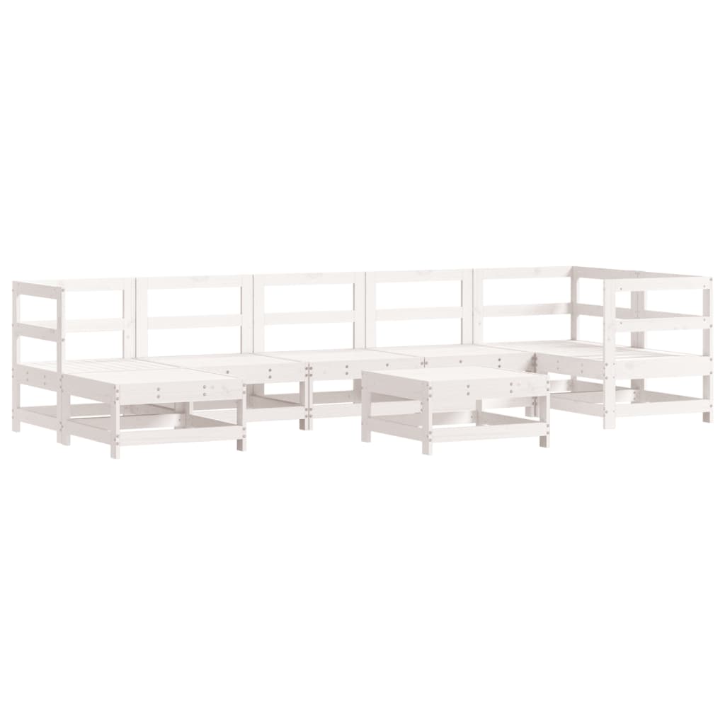 8-Tlg. Garten-Lounge-Set Mit Kissen Weiß Massivholz