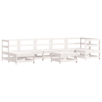 8-Tlg. Garten-Lounge-Set Mit Kissen Weiß Massivholz