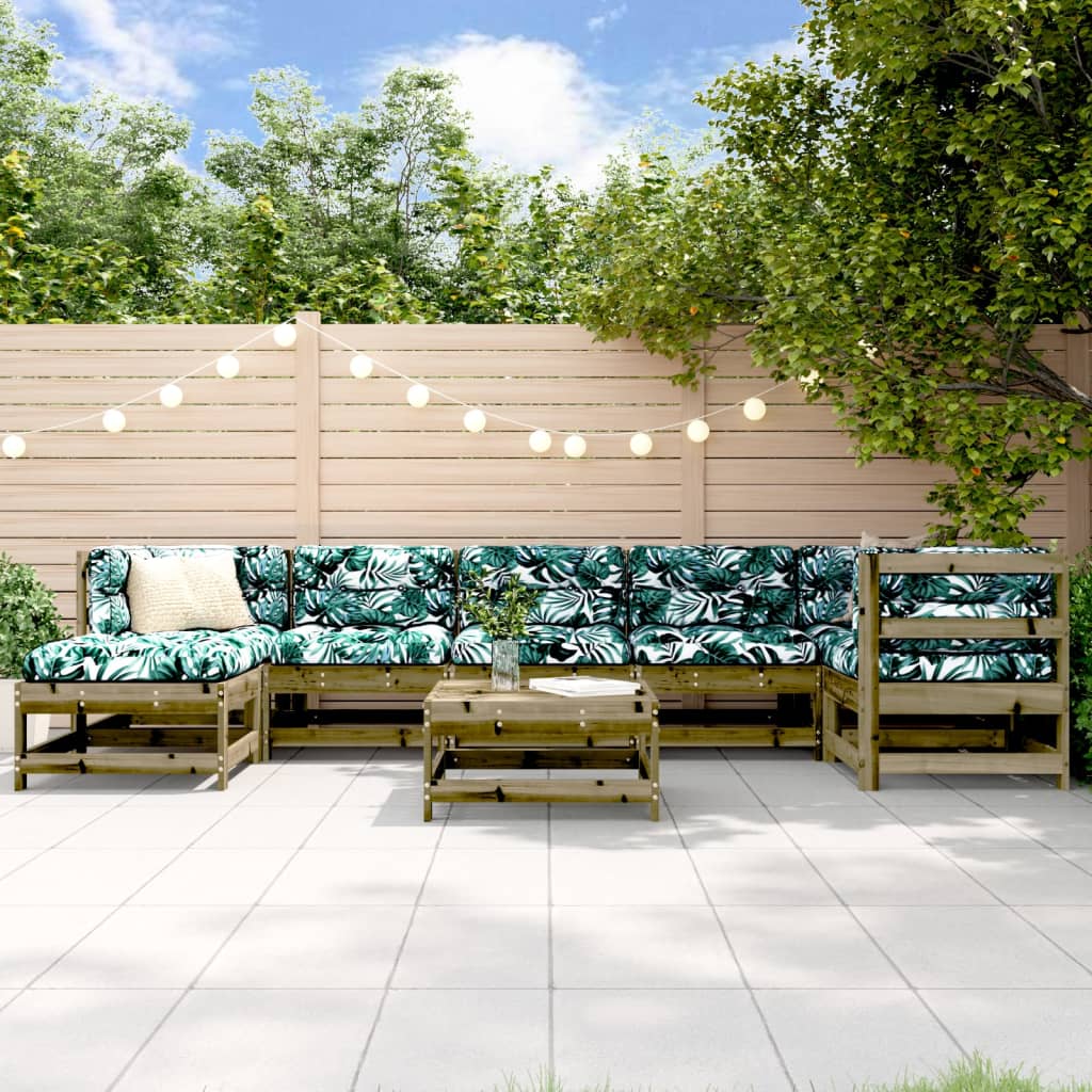 8-Tlg. Garten-Lounge-Set Mit Kissen Weiß Massivholz