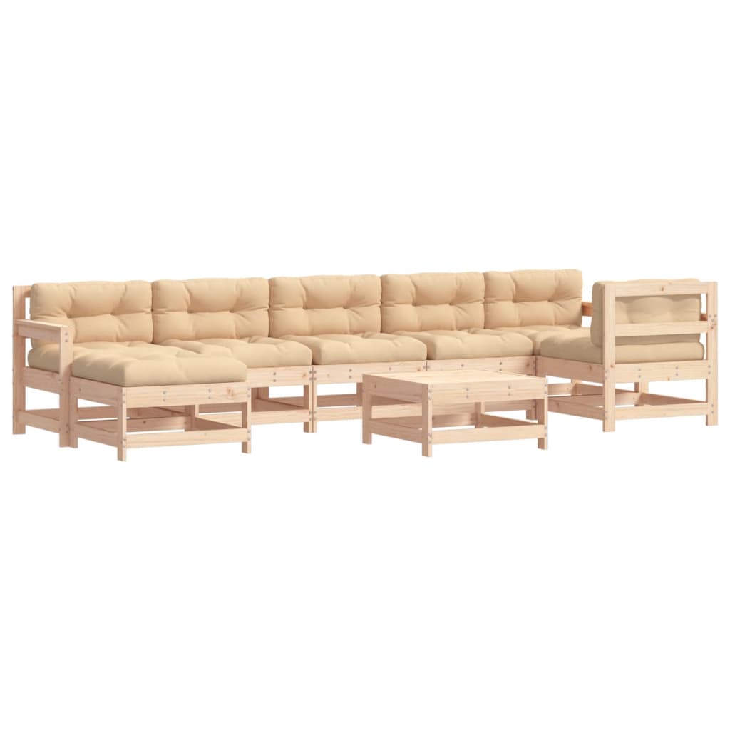 8-Tlg. Garten-Lounge-Set Mit Kissen Massivholz