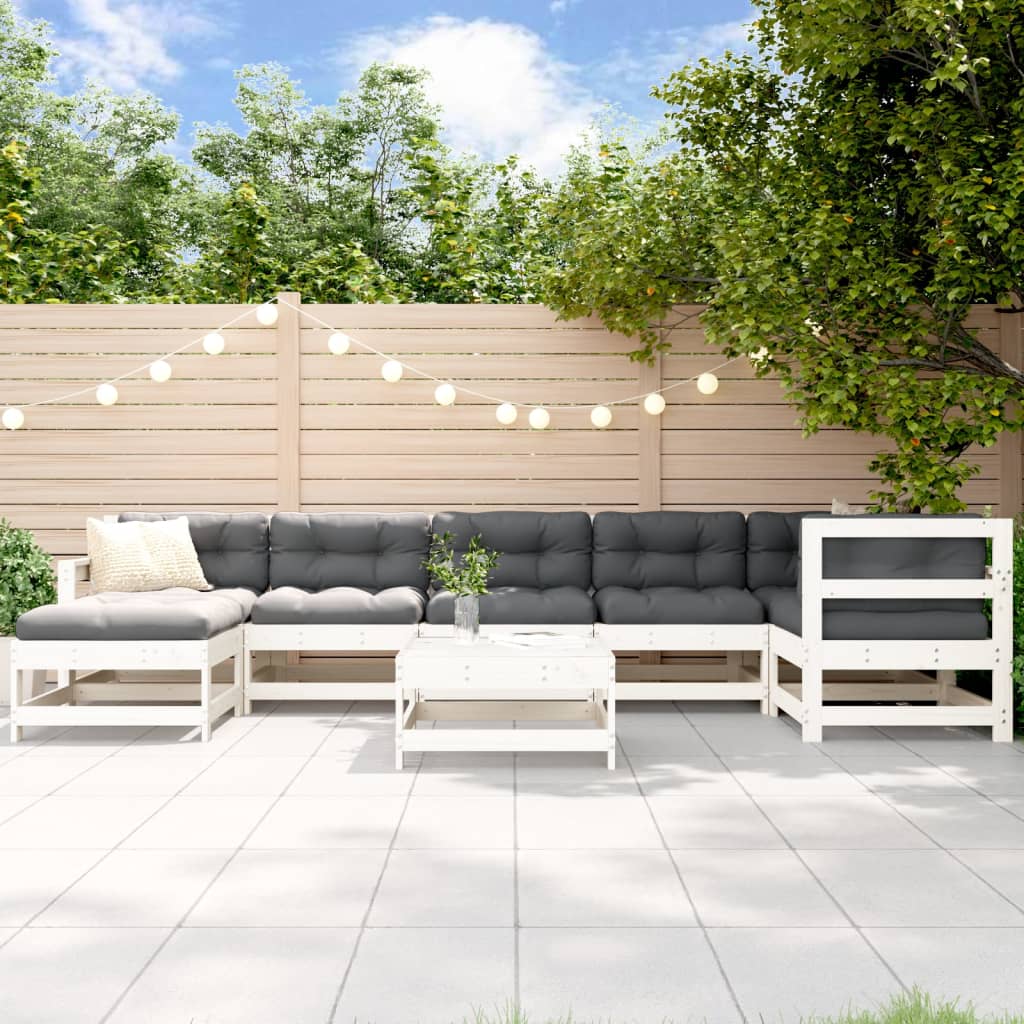 8-Tlg. Garten-Lounge-Set Mit Kissen Massivholz
