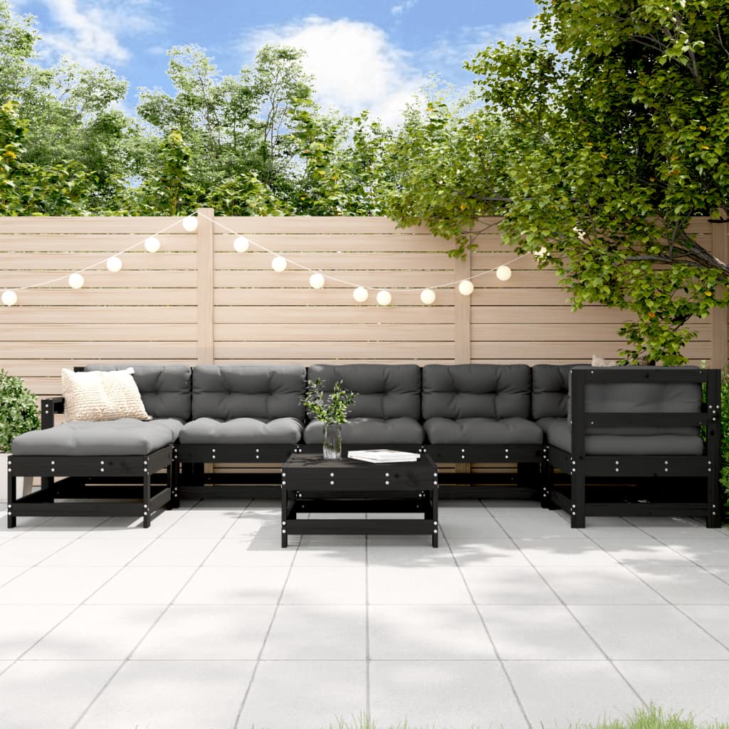 8-Tlg. Garten-Lounge-Set Mit Kissen Massivholz