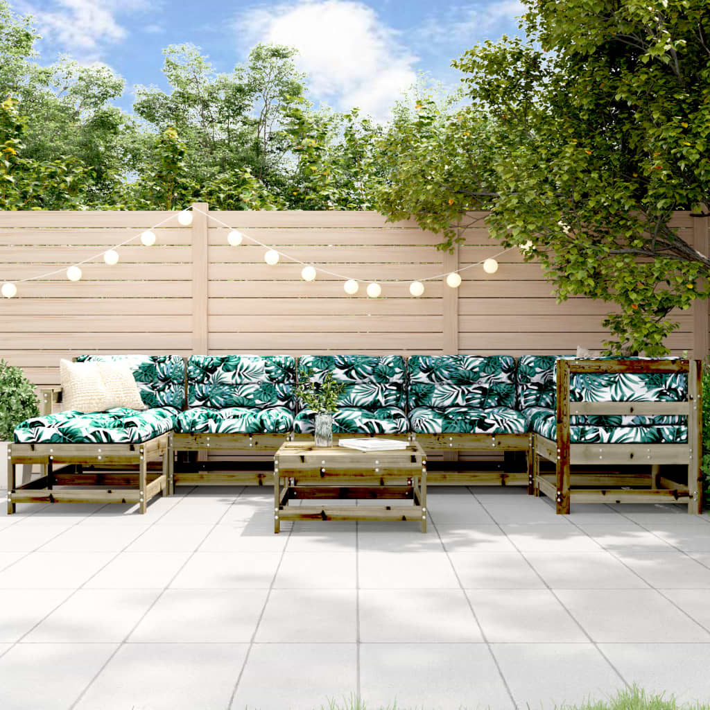 8-Tlg. Garten-Lounge-Set Mit Kissen Massivholz