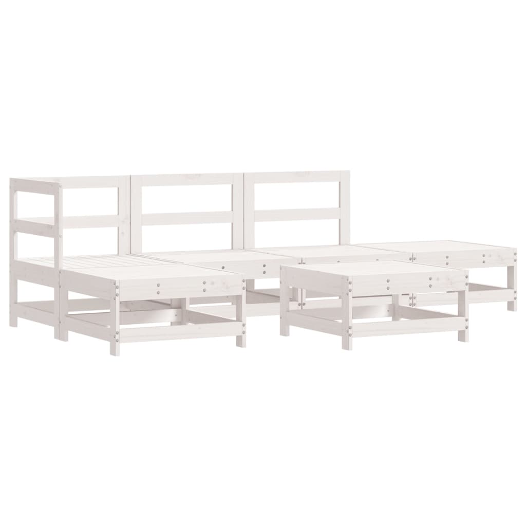 6-Tlg. Garten-Lounge-Set Mit Kissen Weiß Massivholz
