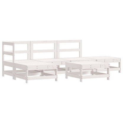 6-Tlg. Garten-Lounge-Set Mit Kissen Weiß Massivholz