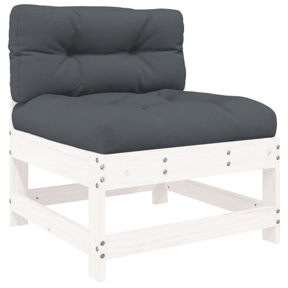 6-Tlg. Garten-Lounge-Set Mit Kissen Weiß Massivholz