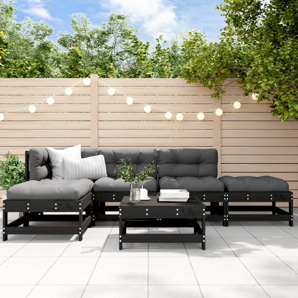 6-Tlg. Garten-Lounge-Set Mit Kissen Weiß Massivholz