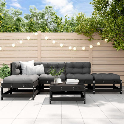 6-Tlg. Garten-Lounge-Set Mit Kissen Weiß Massivholz