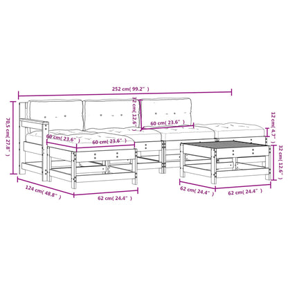 6-Tlg. Garten-Lounge-Set Mit Kissen Massivholz