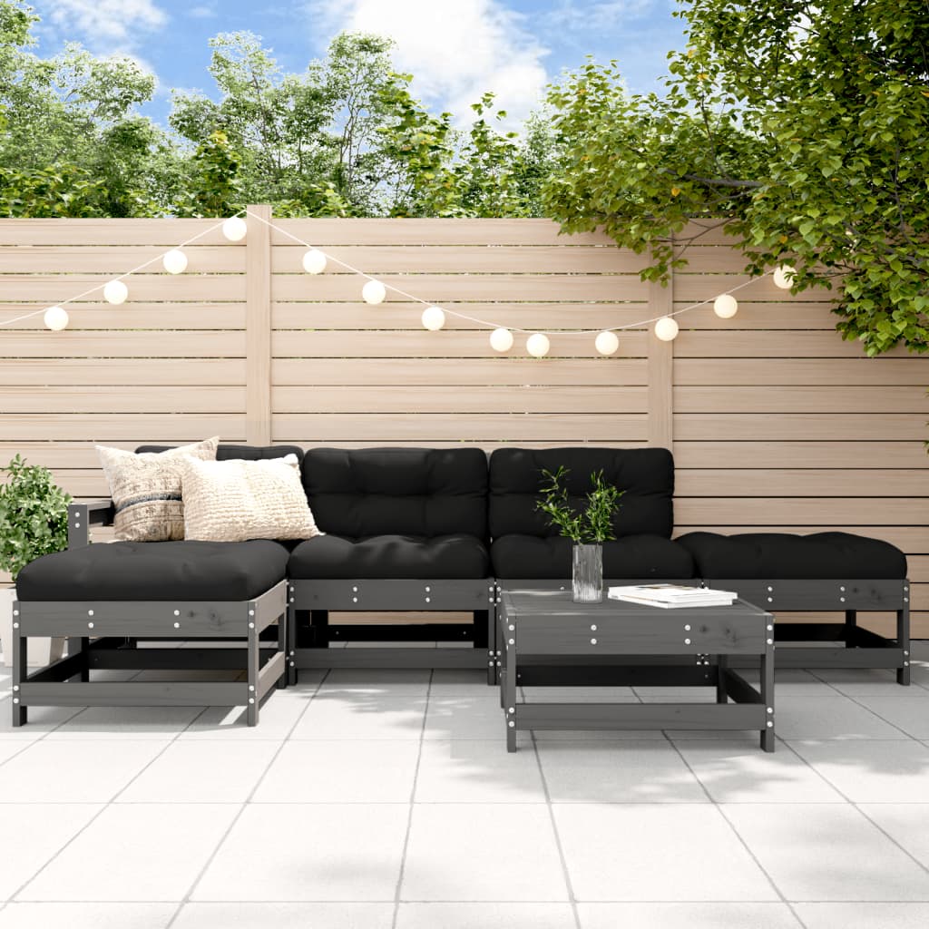 6-Tlg. Garten-Lounge-Set Mit Kissen Massivholz