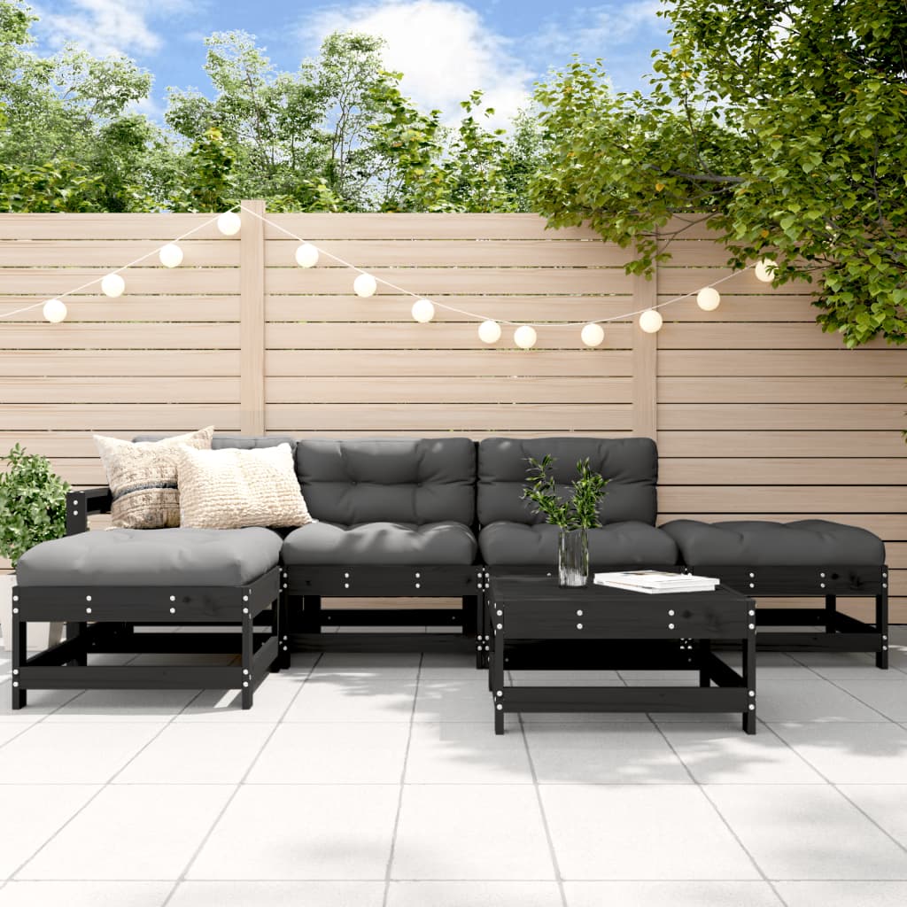 6-Tlg. Garten-Lounge-Set Mit Kissen Massivholz
