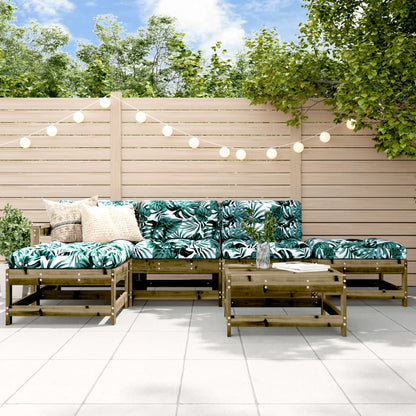 6-Tlg. Garten-Lounge-Set Mit Kissen Massivholz