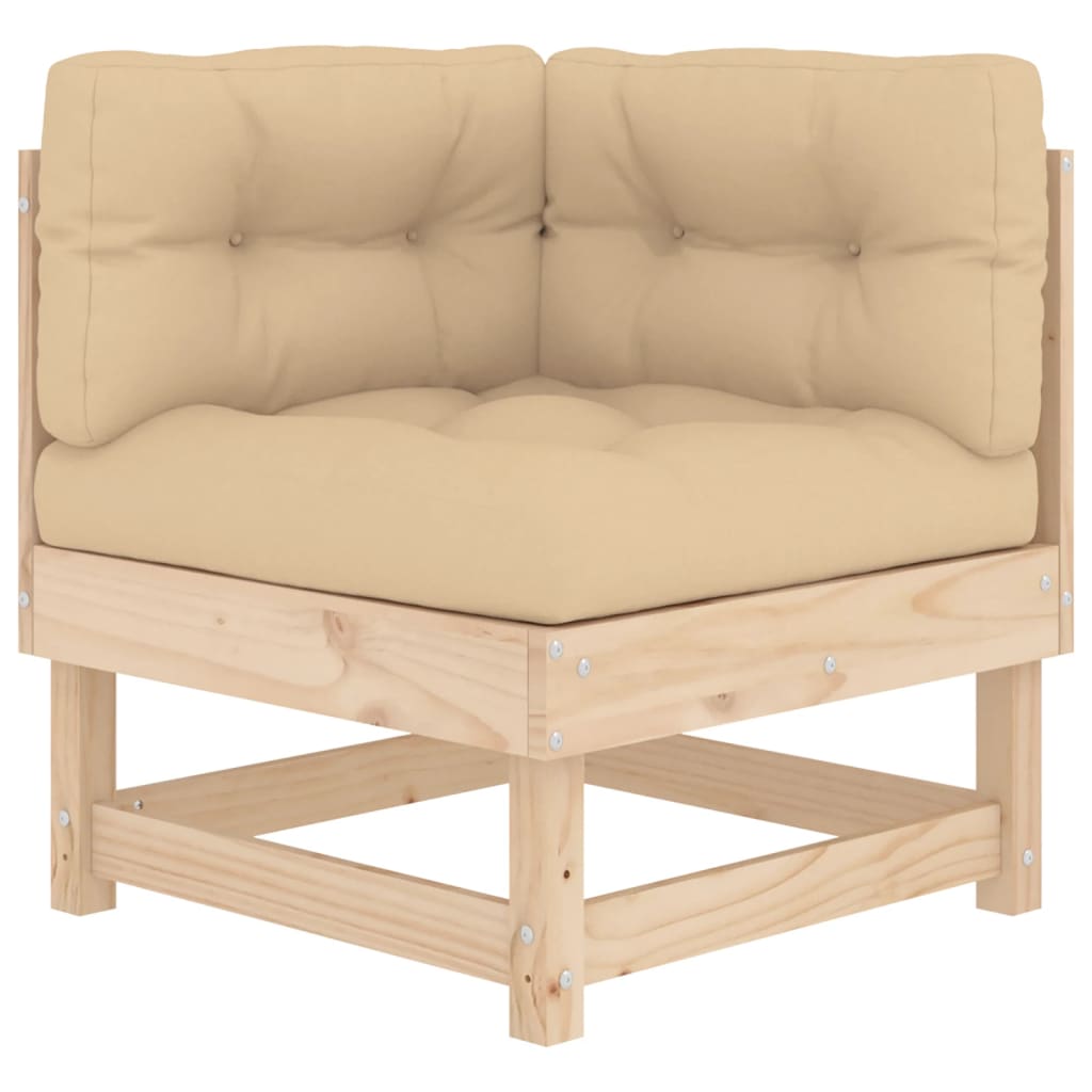 7-Tlg. Garten-Lounge-Set Mit Kissen Massivholz