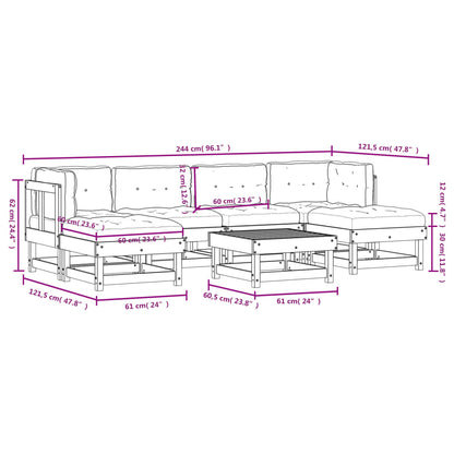 7-Tlg. Garten-Lounge-Set Mit Kissen Massivholz