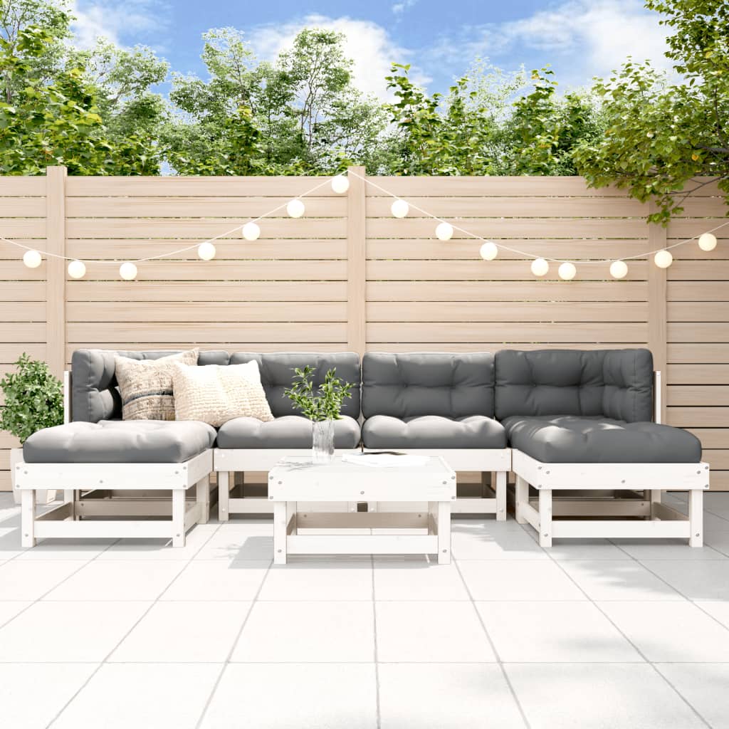 7-Tlg. Garten-Lounge-Set Mit Kissen Massivholz