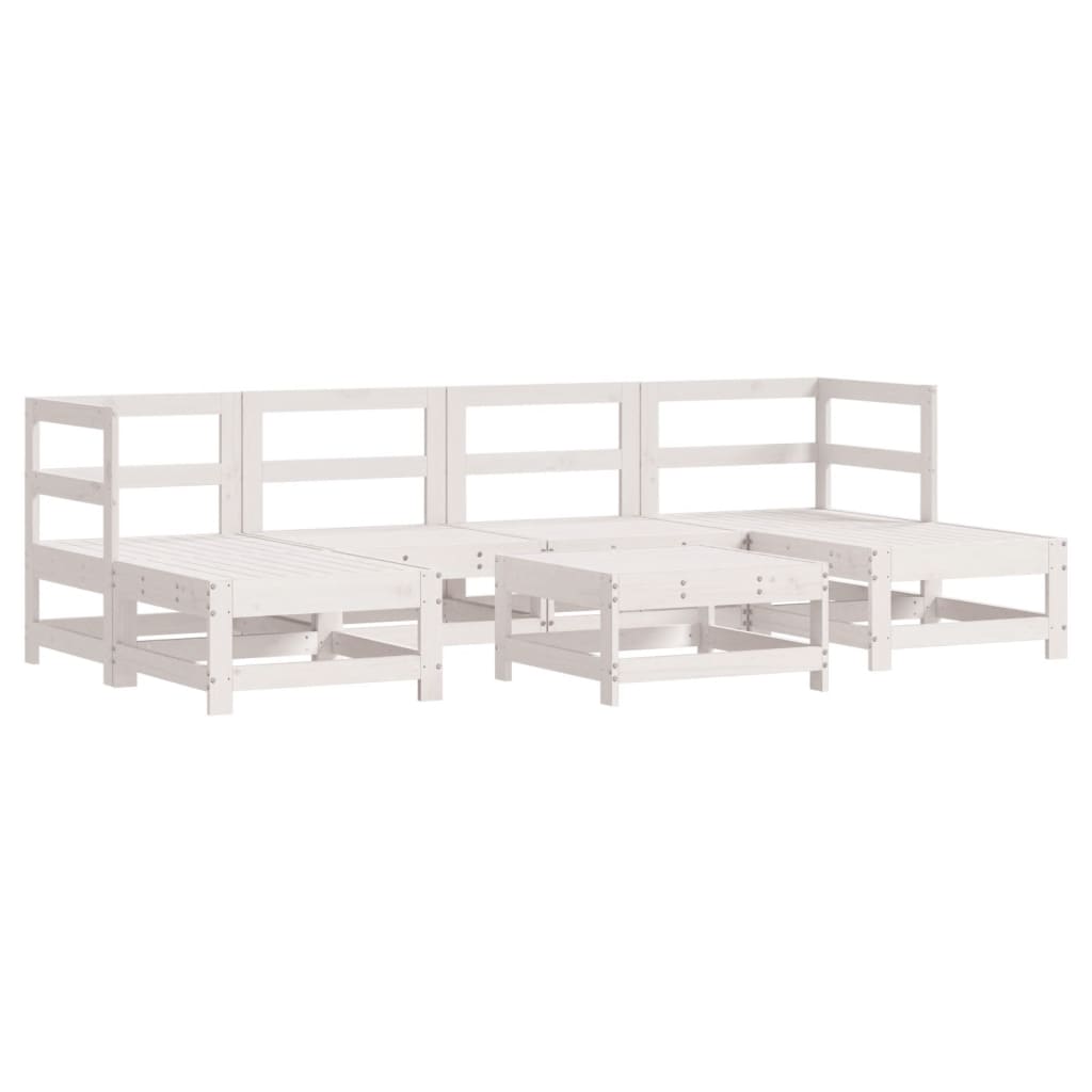 7-Tlg. Garten-Lounge-Set Mit Kissen Weiß Massivholz
