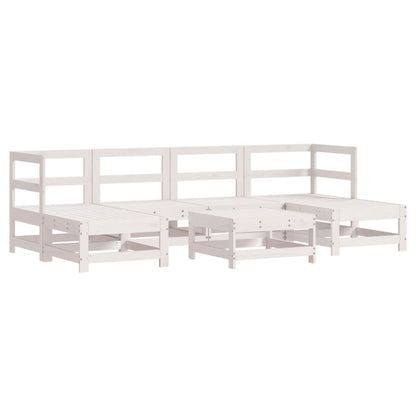 7-Tlg. Garten-Lounge-Set Mit Kissen Weiß Massivholz