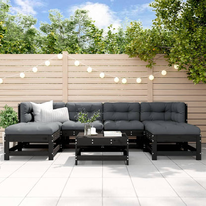 7-Tlg. Garten-Lounge-Set Mit Kissen Weiß Massivholz