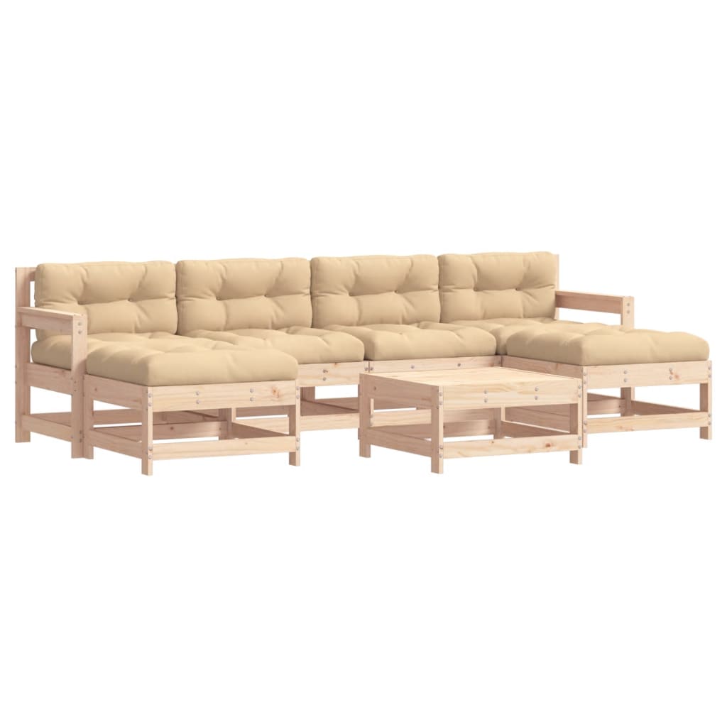 7-Tlg. Garten-Lounge-Set Mit Kissen Massivholz