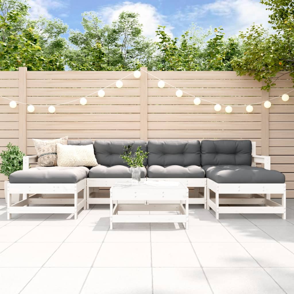7-Tlg. Garten-Lounge-Set Mit Kissen Massivholz