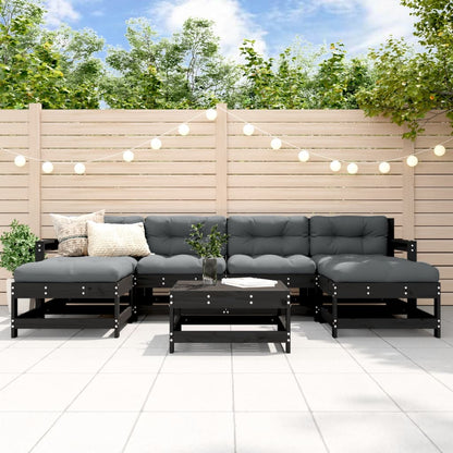 7-Tlg. Garten-Lounge-Set Mit Kissen Massivholz