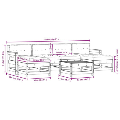 7-Tlg. Garten-Lounge-Set Mit Kissen Massivholz