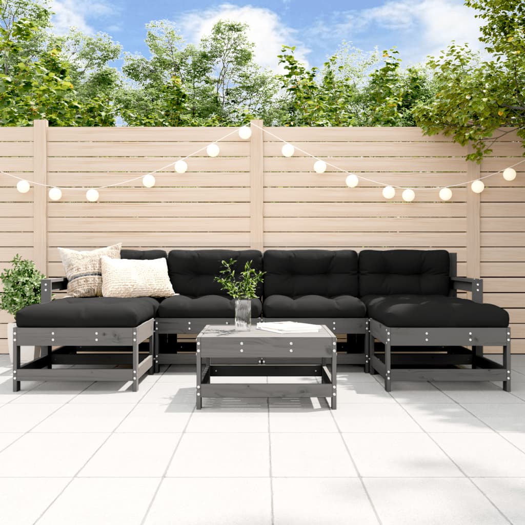 7-Tlg. Garten-Lounge-Set Mit Kissen Massivholz