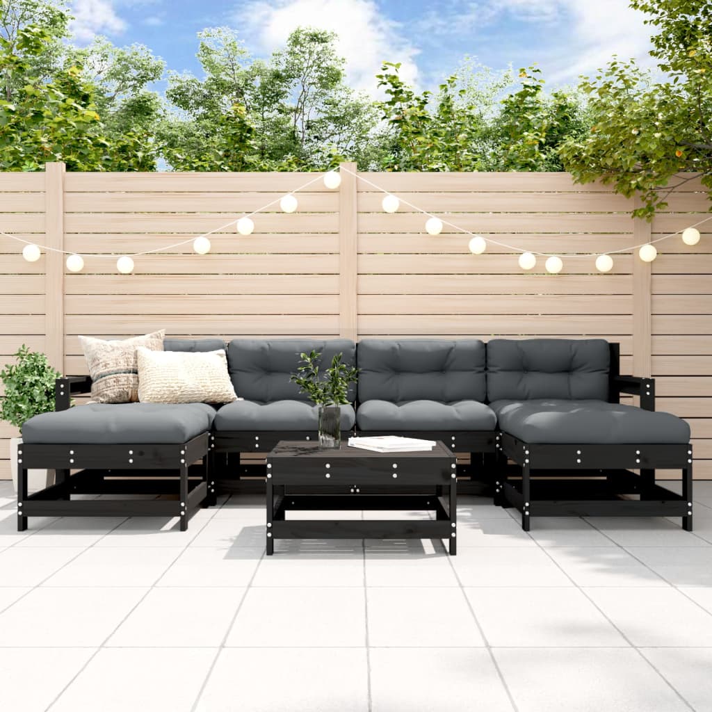 7-Tlg. Garten-Lounge-Set Mit Kissen Massivholz