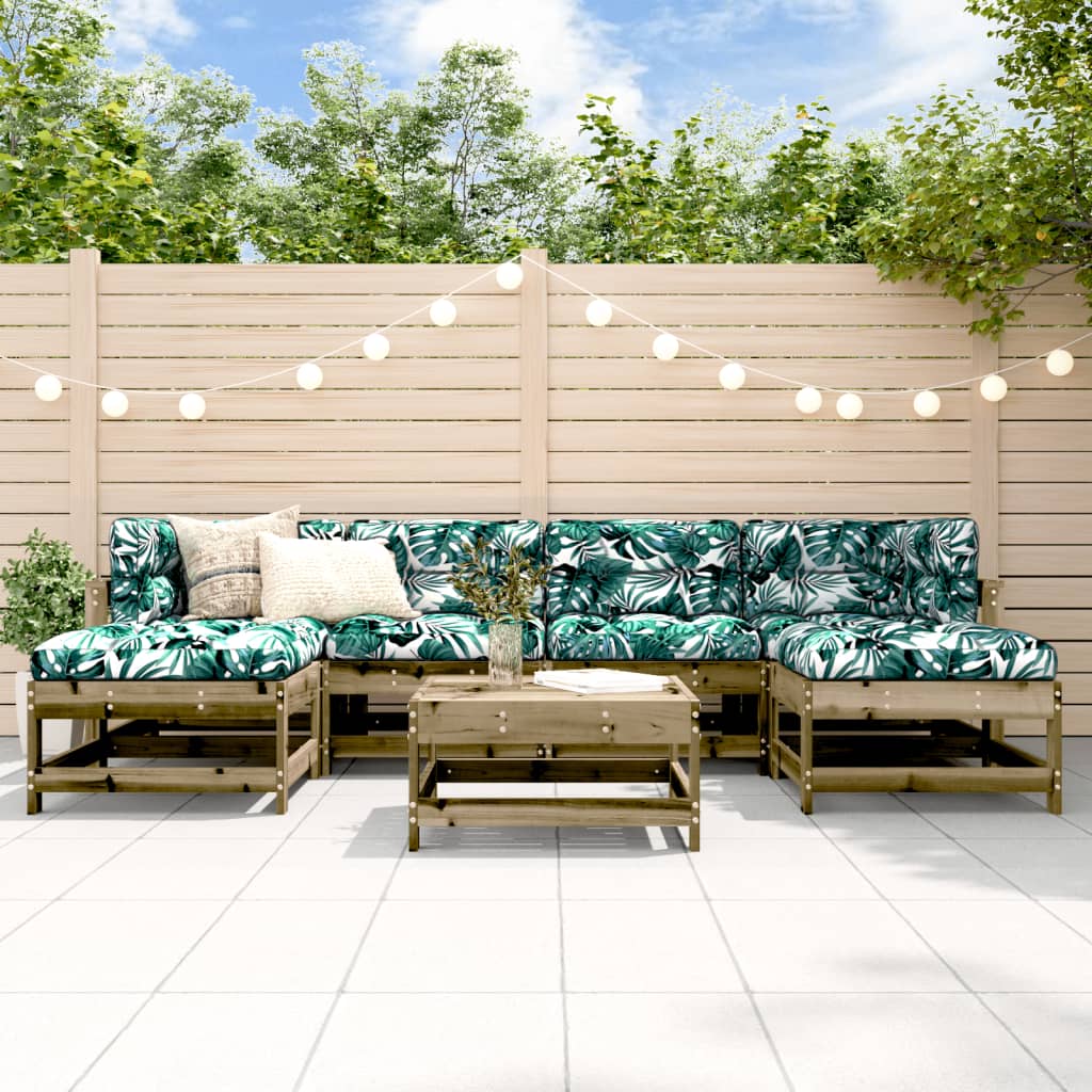 7-Tlg. Garten-Lounge-Set Mit Kissen Massivholz