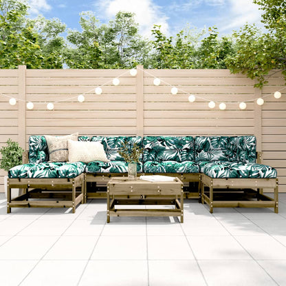 7-Tlg. Garten-Lounge-Set Mit Kissen Massivholz