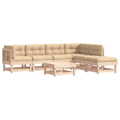 7-Tlg. Garten-Lounge-Set Mit Kissen Massivholz