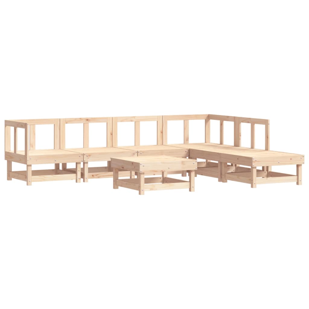 7-Tlg. Garten-Lounge-Set Mit Kissen Massivholz