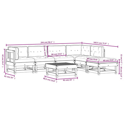 7-Tlg. Garten-Lounge-Set Mit Kissen Massivholz
