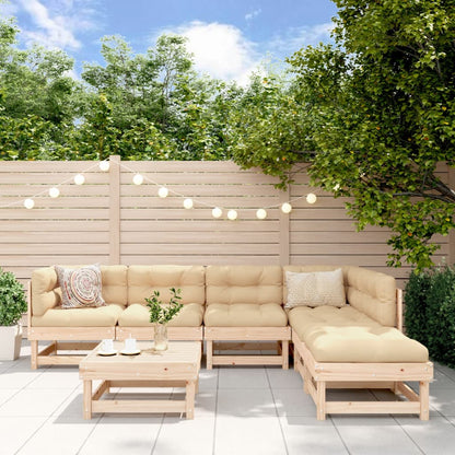 7-Tlg. Garten-Lounge-Set Mit Kissen Massivholz