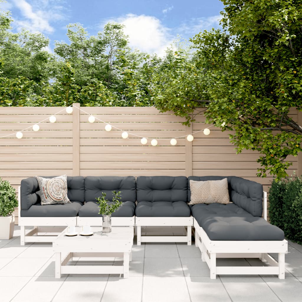 7-Tlg. Garten-Lounge-Set Mit Kissen Massivholz