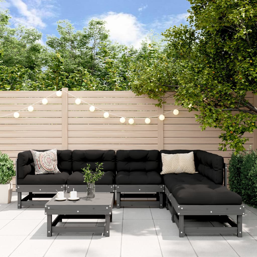 7-Tlg. Garten-Lounge-Set Mit Kissen Massivholz