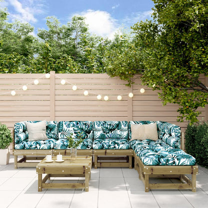 7-Tlg. Garten-Lounge-Set Mit Kissen Massivholz