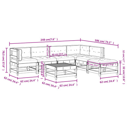 7-Tlg. Garten-Lounge-Set Mit Kissen Massivholz