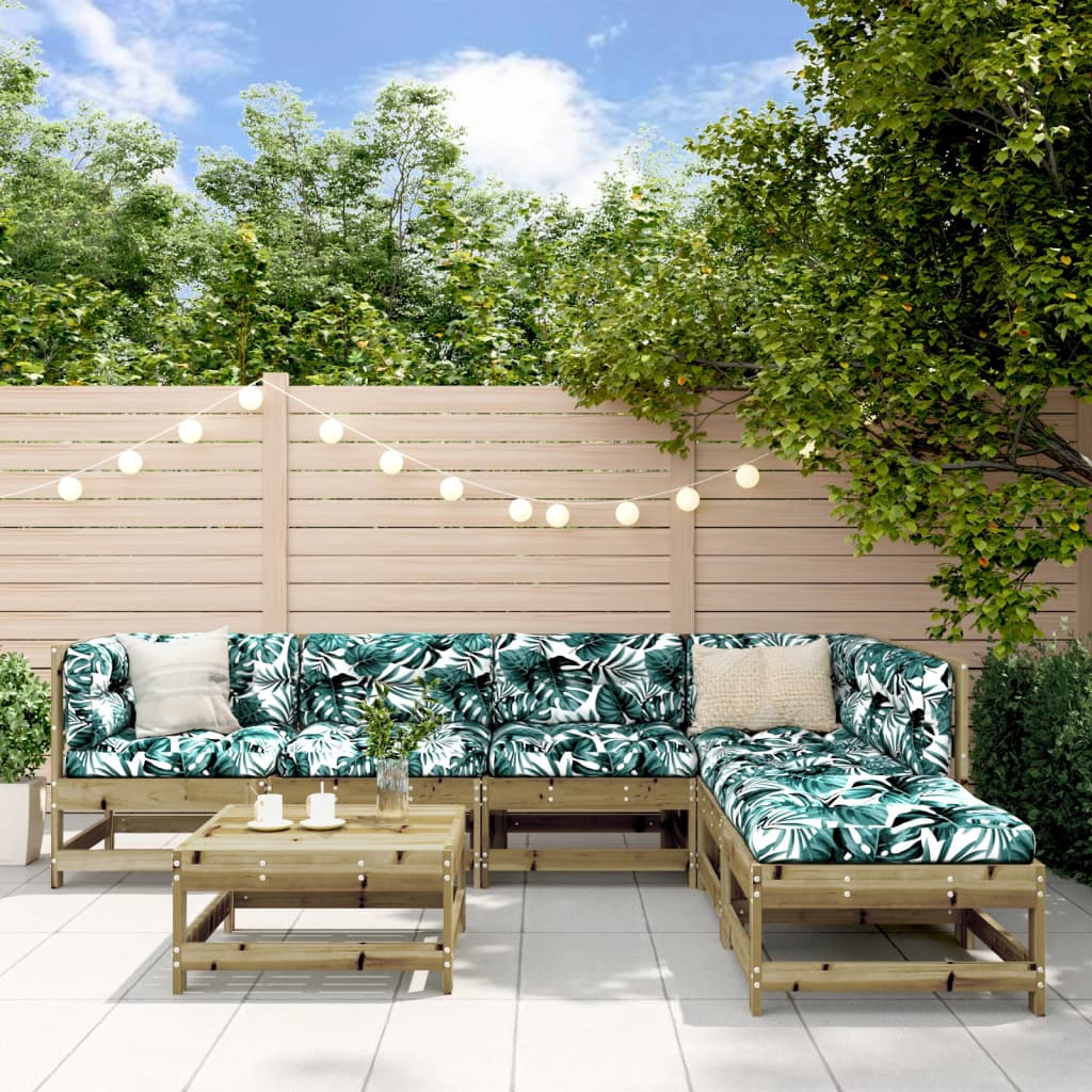 7-Tlg. Garten-Lounge-Set Mit Kissen Massivholz