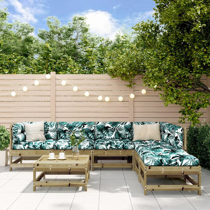 7-Tlg. Garten-Lounge-Set Mit Kissen Massivholz