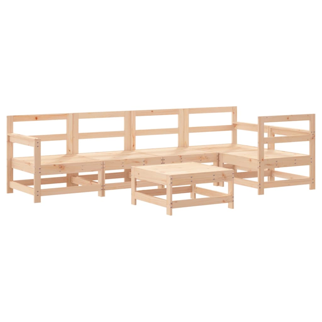 6-Tlg. Garten-Lounge-Set Mit Kissen Massivholz