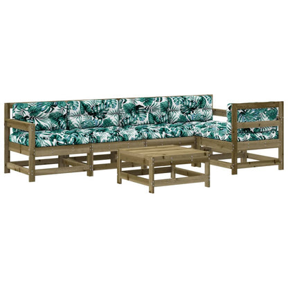 6-Tlg. Garten-Lounge-Set Mit Kissen Imprägniertes Kiefernholz