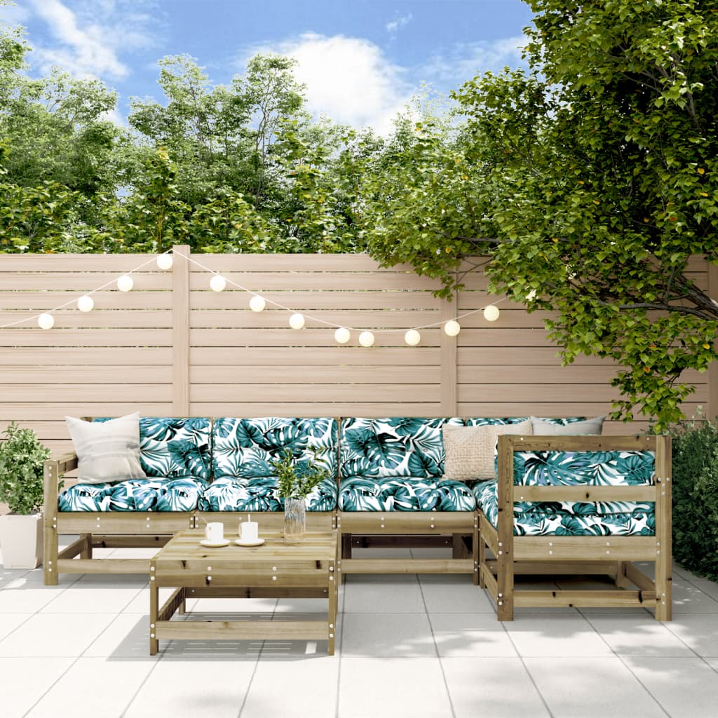 6-Tlg. Garten-Lounge-Set Mit Kissen Imprägniertes Kiefernholz