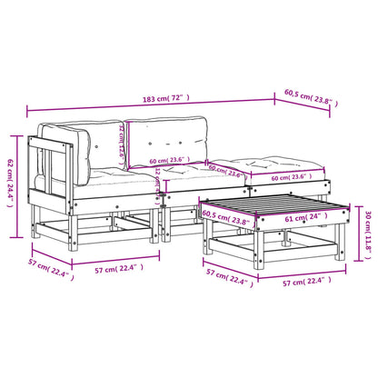 4-Tlg. Garten-Lounge-Set Mit Kissen Massivholz